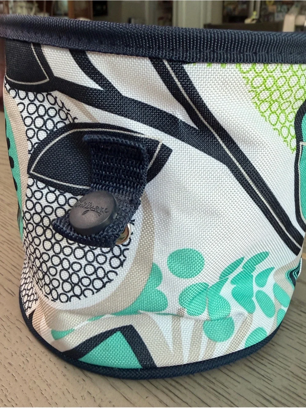 thirty-one Navy, Teal & Lime Floral Canvas Round Mini Storage Bin